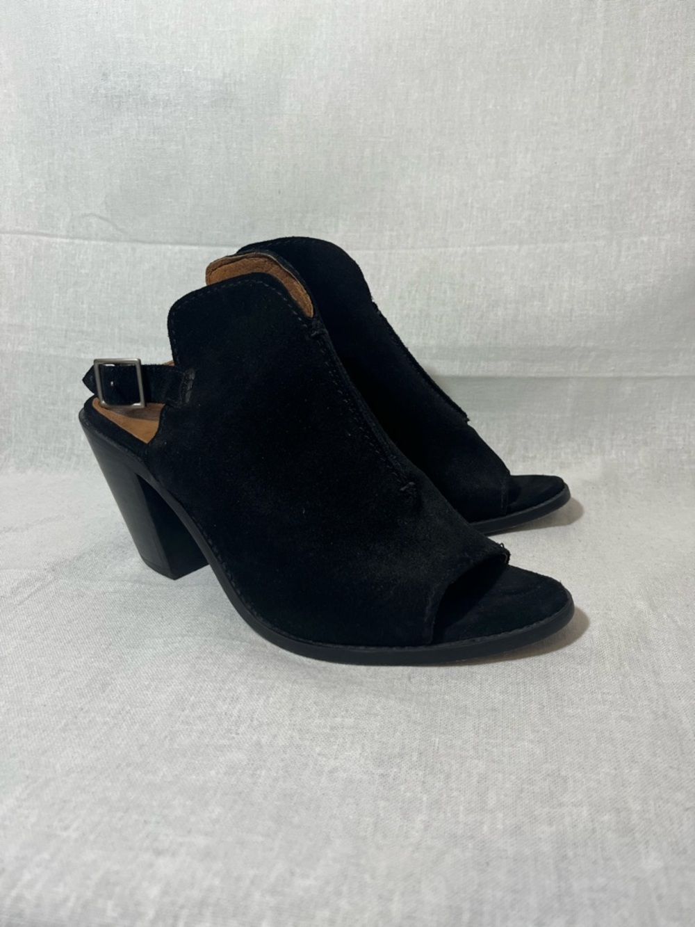 Frye Courtney Slingback Booties Suede Open Toe Block Heel Sandals Size 10B
